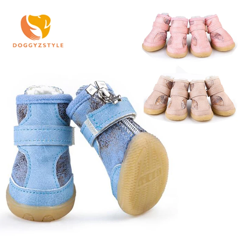 

S-XXL Winter Warm Shoes For Dogs 4Pcs/Set Cute Dog Boots Snow Walking Cotton Blend Puppy Sneakers Pet Supplies DOGGYZSTYLE
