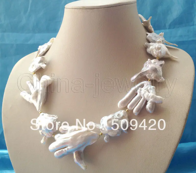 

~~ Free Shipping >>ONLY 20" 51mm white Reborn Keshi baroque freshwater pearl necklace