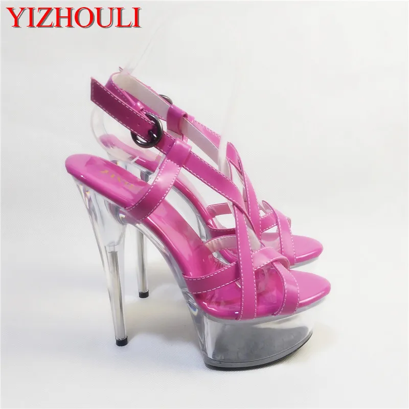 

SALE 15cm Sexy Super High Heel Platforms Crystal Sandals 6 inch women summer shoes Exotic Dancer sexy pole dancing shoes