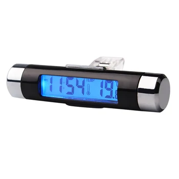 

LEEPEE 2 in 1 Car Time Clock Thermometer Digital LCD Display Screen Air Vent Outlet Auto Accessories