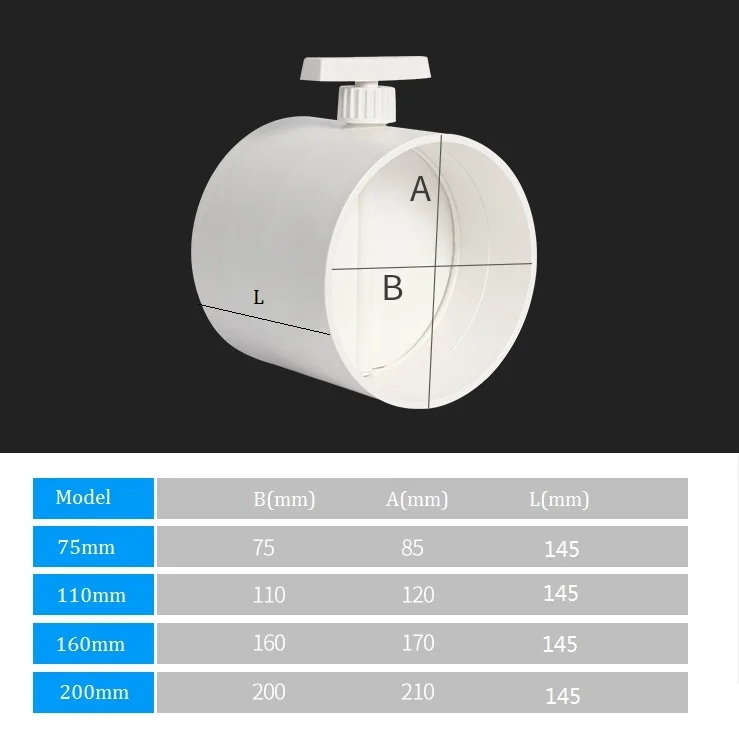 75 мм 110 мм 160 мм 200 мм ABS пластиковые воздушные трубы обратный клапан переключатель