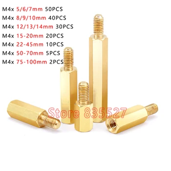 

2-50pcs Hexagonal copper stud nut M4 *( 5-100 )+6mm Main board chassis Spacing Screws Brass single Hollow Pillars 12/13/14/15/16