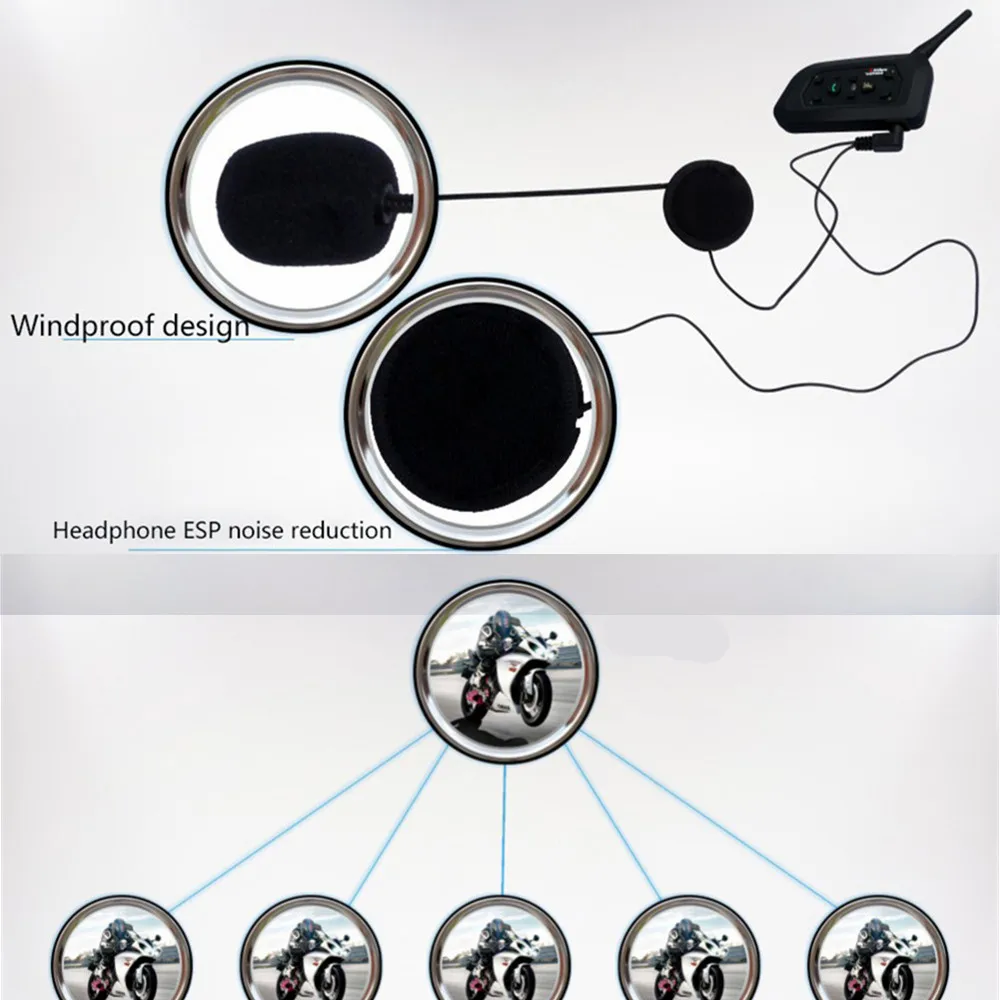 Водонепроницаемый V6 Шлем Интерком Bluetooth гарнитура мотоциклетная синхронная внутренняя связь шлем беспроводные гарнитуры интерком для 6 гонщиков