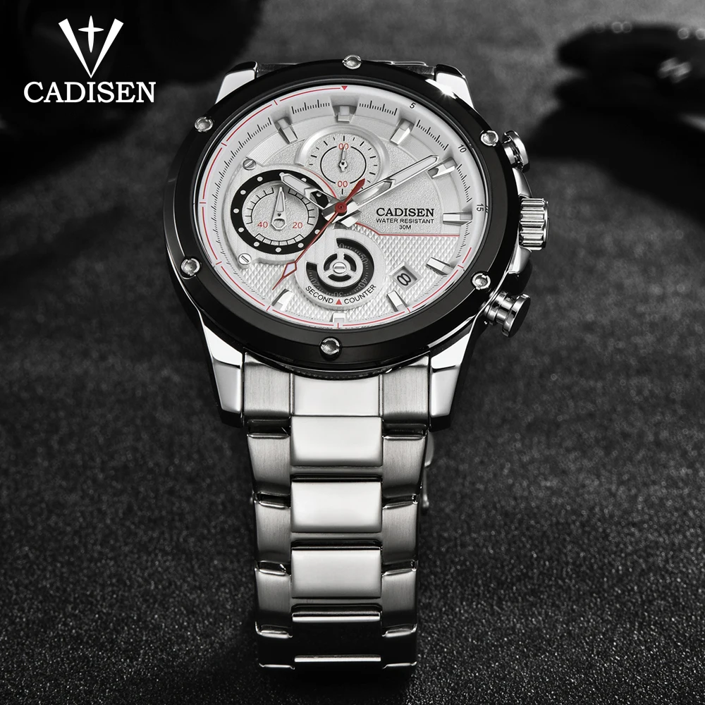 

Men Watch 2019 CADISEN Top Fashion Brand Military Sports Quartz Watch Waterproof Timing Stainless Steel Clock Relogio Masculino