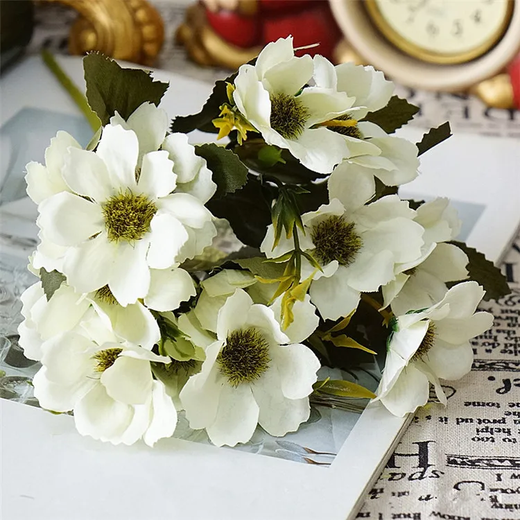 DIY для создания искусственных цветов в европейском стиле Вишня в цвету хризантемы букет высокая имитация многоцветные шелковые цветок домашнего декора Рождества