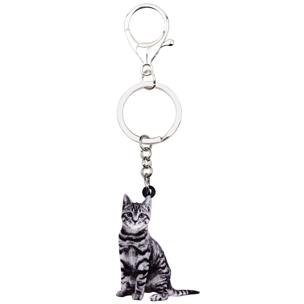 Bonsny акриловые Американский короткошерстный котенок кошка брелки цепочки брелок кольца ювелирные изделия для женщин девочек сумки автомобиля талисманы подарок