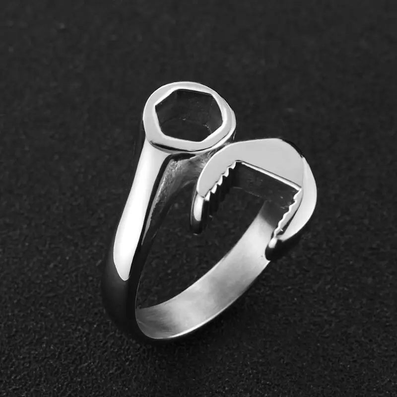 New Fashion Men's Ring Cool Biker Wrench Stainless Steel Punk Style Rings for man Size 813 anel