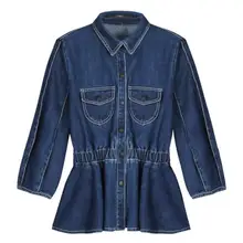 Джинсовая куртка для женщин размера плюс с листьями лотоса