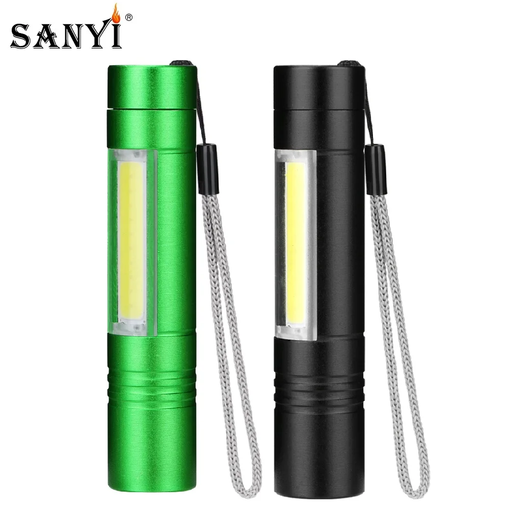 

Sanyi COB XPE LED Work Flashlight 4 Mode Mini Torch Tactical Lanterna Led Home Emergency Night Light Cycling Lamp With Tail Rope