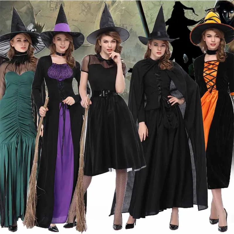 Костюм на Хэллоуин Викка ведьма средневековое платье для женщин взрослого размера плюс Косплей Призрак готический, колдун сексуальные костюмы на Хэллоуин для женщин