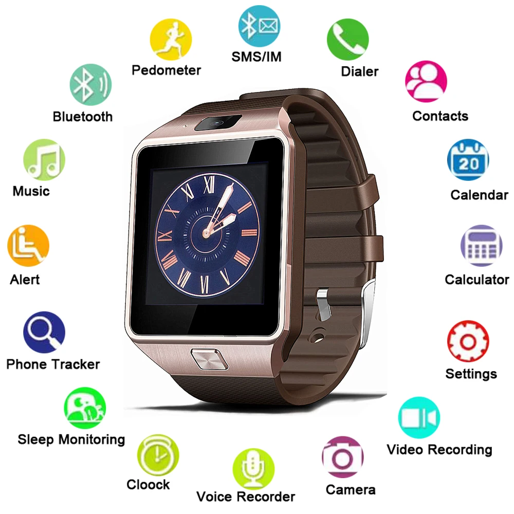 Смарт часы GAJINA DZ09 Цифровые мужские для Apple Phone Android мобильный телефон Bluetooth SIM tf