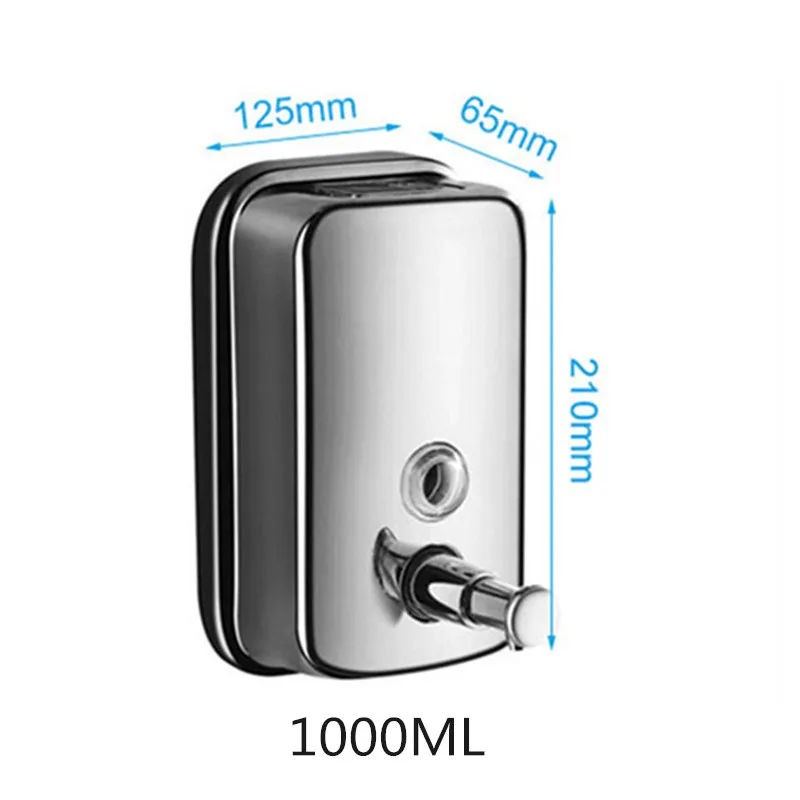 Дозатор жидкого мыла из хромированной нержавеющей стали настенный дозатор геля для душа Кухня мыльница для ванной 500 мл 800 мл 1000 мл - Цвет: 1000ml