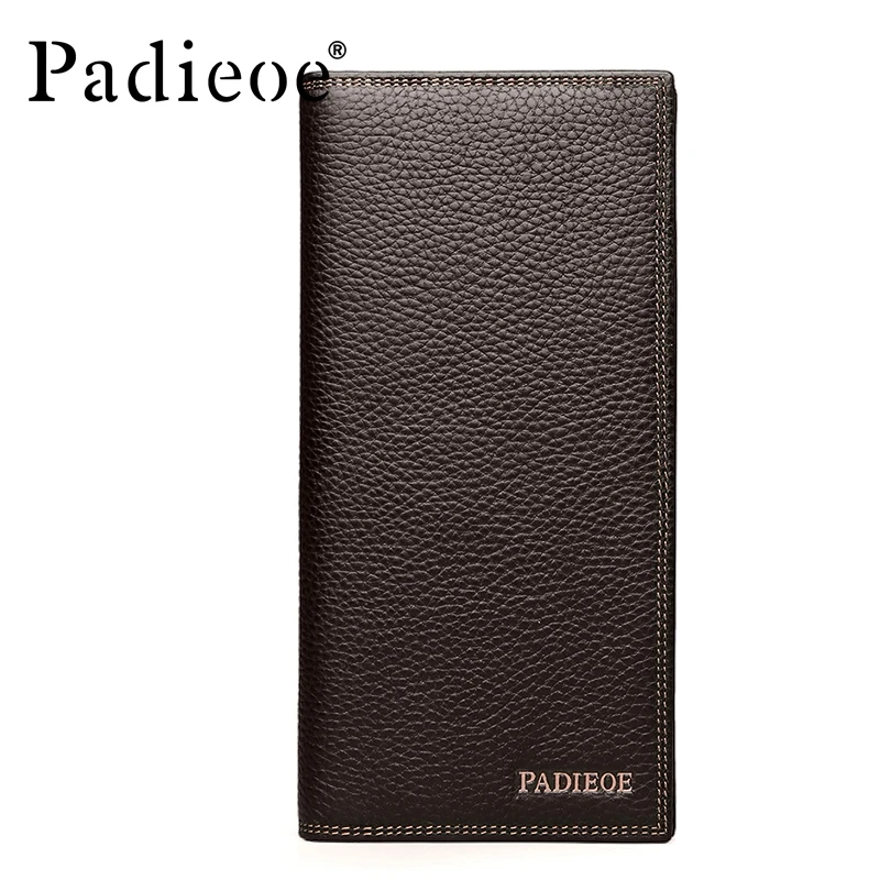 

Padieoe Cheap Price Wholesale Luxury Genuine Leather Top Quality men's Wallet Durable Long Purse Bag Fashion Brown male Wallets