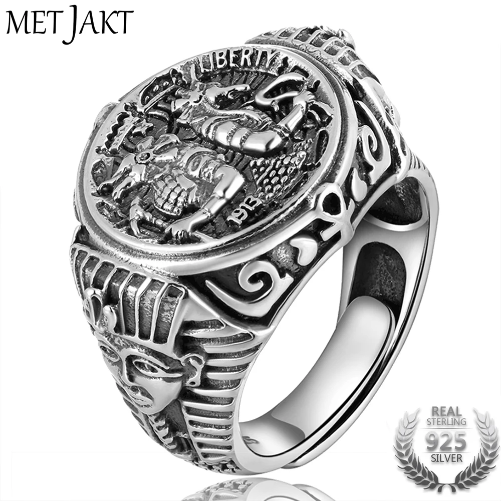 MetJakt Ancient Egyptian Mythology Wolf God Anubis Rings Solid 925
