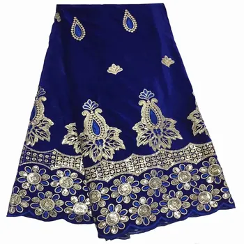 

Blue Color French Lace Fabric 2019 High Quality African Voile Flannel Lace Fraric With Sequins for Nigerian lace party dress