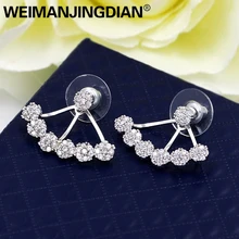 WEIMANJINGDIAN бренд одежда высшего качества фианит CZ Кристалл 6 маленькие цветы серьги гвоздики для женщин в серебро или розовое золото цвета