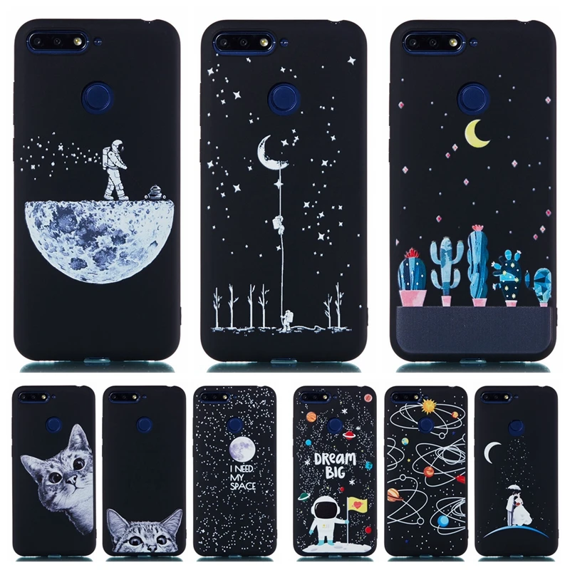 

Slim Silicone Case on for Huawei Honor 7A 7C Pro 7X 8A 8C 8X Max 10 8 9 Lite Case Astronaut Space Moon Planet Soft TPU Cover