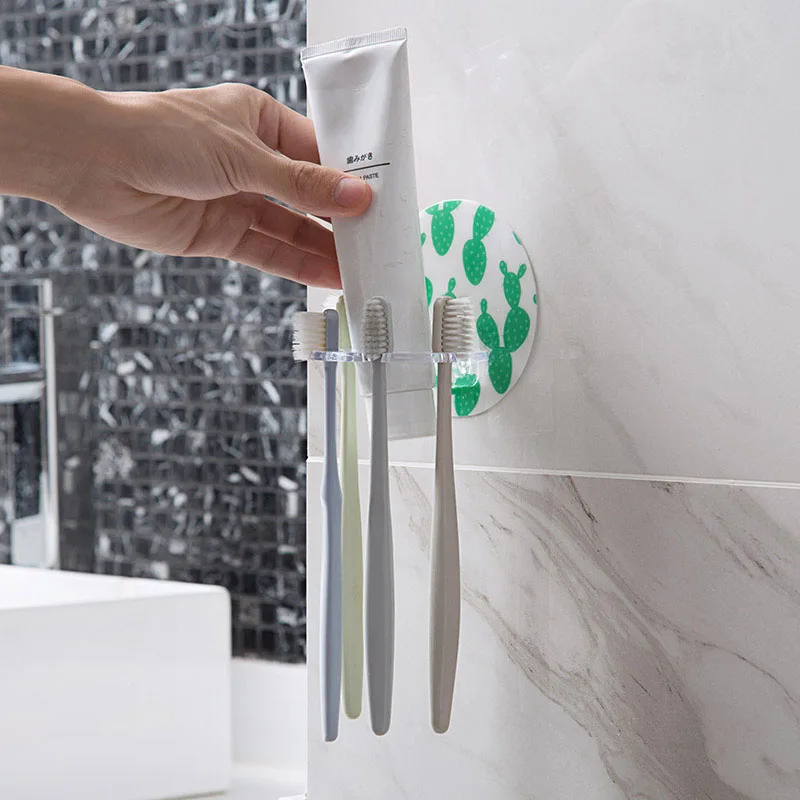 1Pcs Bathroom Toothbrush Holder Strong Suction Toothpaste Storage Rack Bath Organizer Accessories toothbrush holder