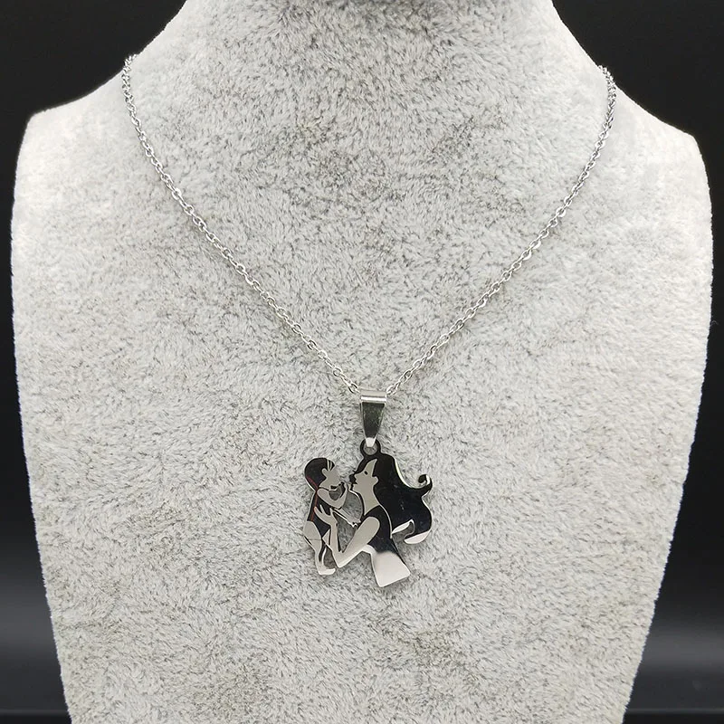 Модные ожерелья из нержавеющей стали для мамы и ребенка, женские серебряные ожерелья-цепочки для женщин, модные ювелирные изделия, ожерелья N19029