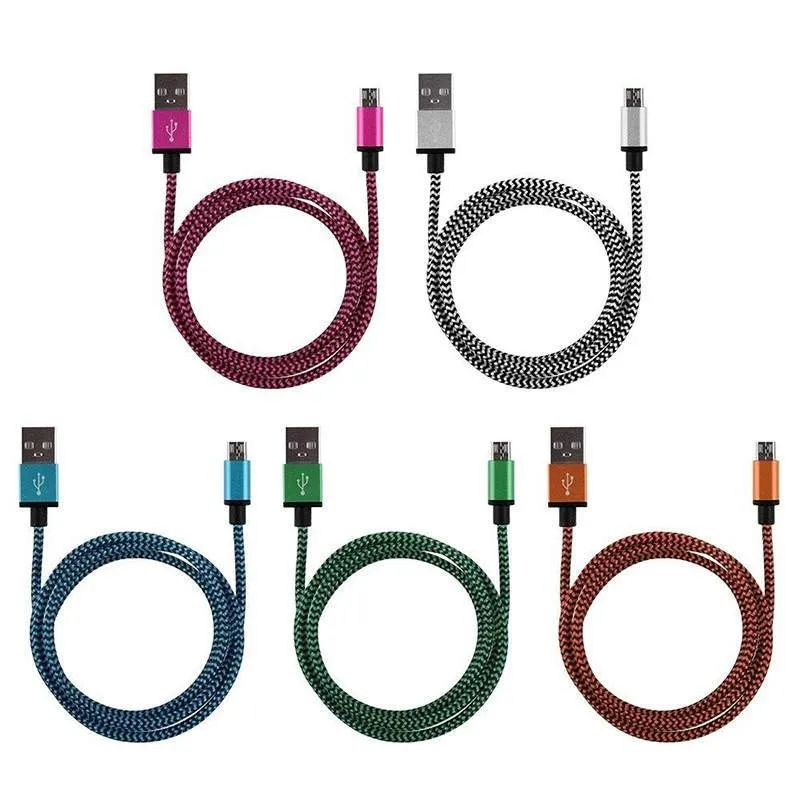 20cm 1m 2m Micro USB Cable Short Fast Charging Nylon USB Sync Data Cord Mobile Phone Android Adapter Charger Cable for Samsung