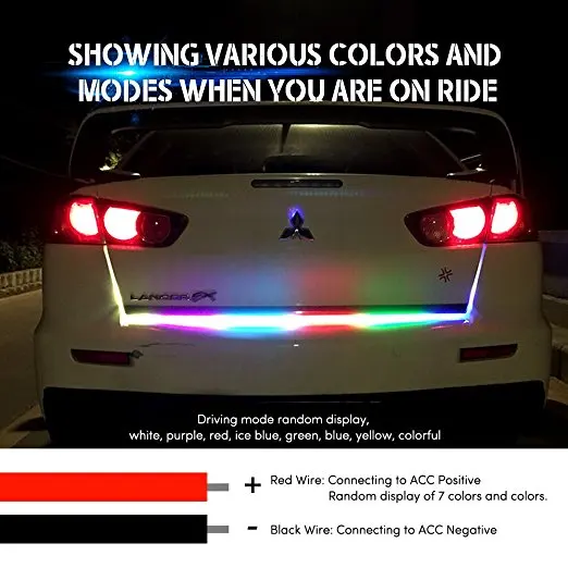 

120cm 150cm LED strip for car RGB 5050 LED Tailgate trunk turn signal light bar strip Colorful flash water running Reverse lamp