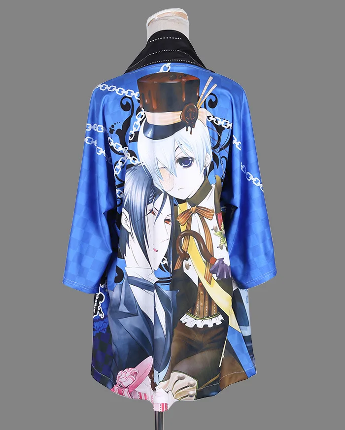 Японское аниме пальто Kuroshitsuji haori плащ cos кимоно свободный размер костюмы для