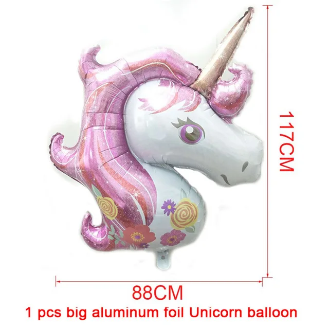 1pcs/lot Giant Unicorn Balloon Purple Colorful Rainbow Fantasy Horse Party Girls Ballons Birthday Party Animals Foil Balloon Pet - Цвет: Big Size