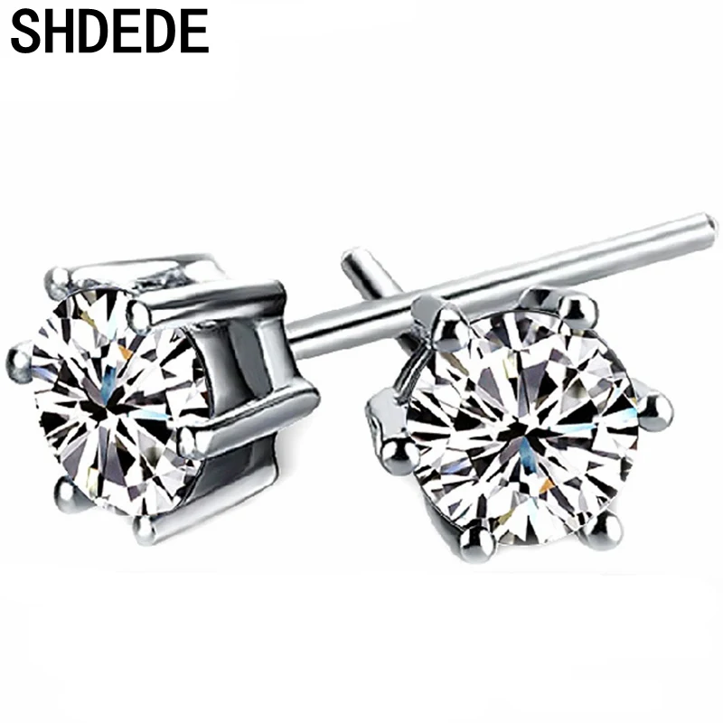 Серьги гвоздики SHDEDE CZ с кристаллами Swarovski для женщин подарок на Рождество юбилей