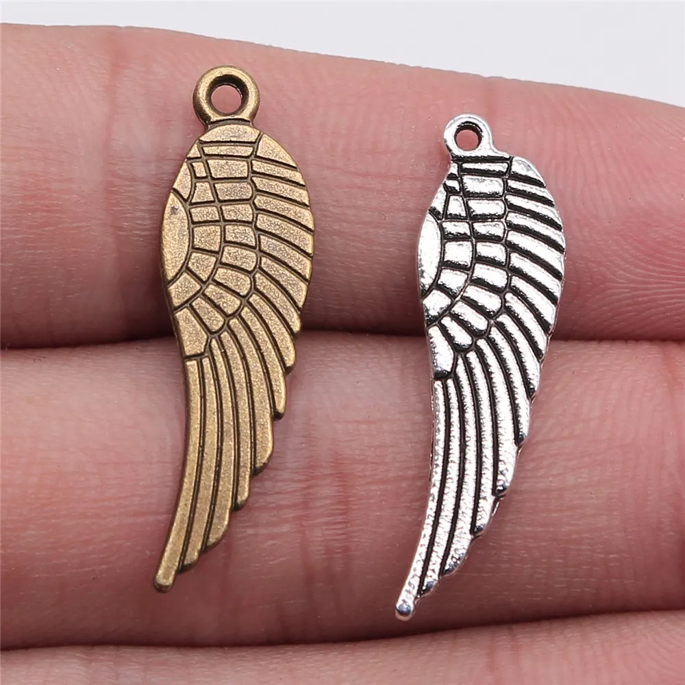 

WYSIWYG 15pcs 31x9mm Double Sided Wing Pendants Wings Charms For Jewelry Making Wing Pendants Antique Silver Color