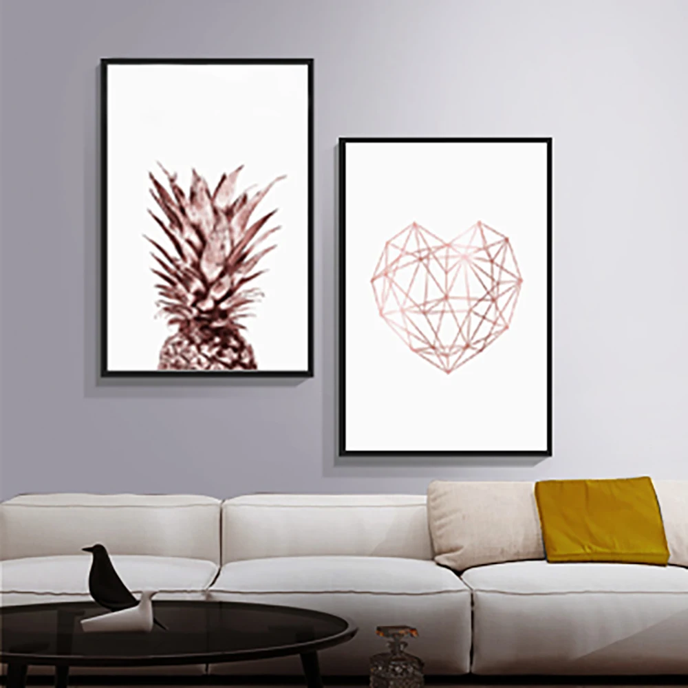 

Wall art tropical pineapple poster geometric heart canva painting Scandinavian luxury no photo frame picture home decoration BL