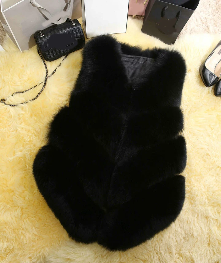 Faux Fur Coat Autumn Winter Women 2018 New Fashion Casual Slim Sleeveless Faux Fox Fur Vest Coat Waistcoat Women Casaco Feminino