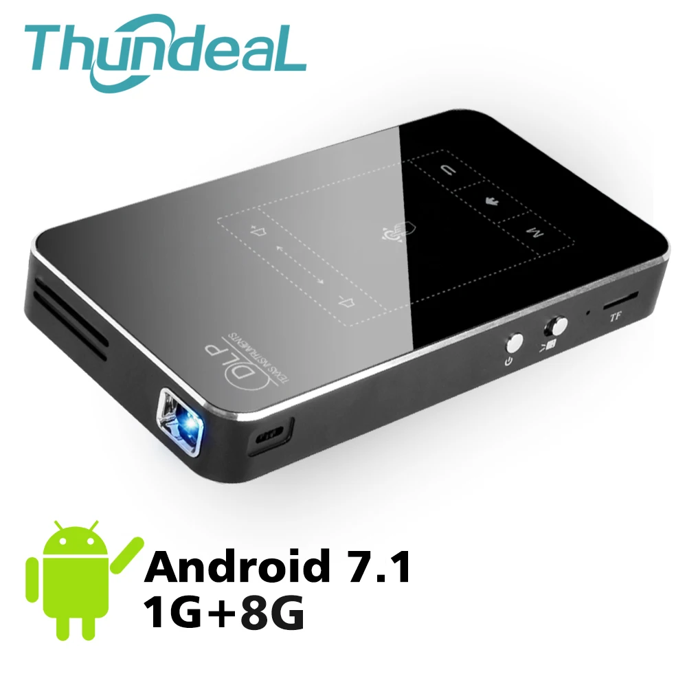 ThundeaL T18 мини проектор dlp Android 7 1 WiFi 3D P8I 4K Pico карманный P9 Сенсорная панель