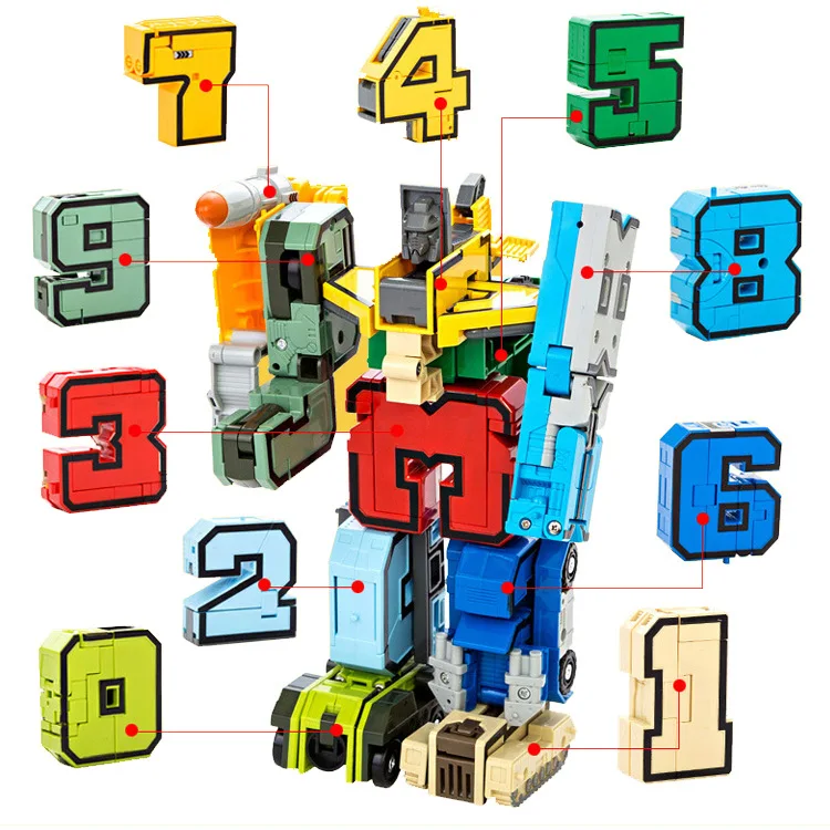 

iPiggy 15 In 1 Building Bricks Blocks Arabic Transform Numerals Morphing Robot Combination Learning Numbers Kids Gift Toys