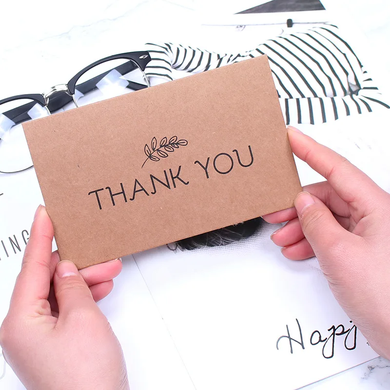 

Retro Kraft Paper Small Greeting Card Thank You Wording with Envelope 6pcs/lot Mixed Send for Teachers Mother's Day AQ103