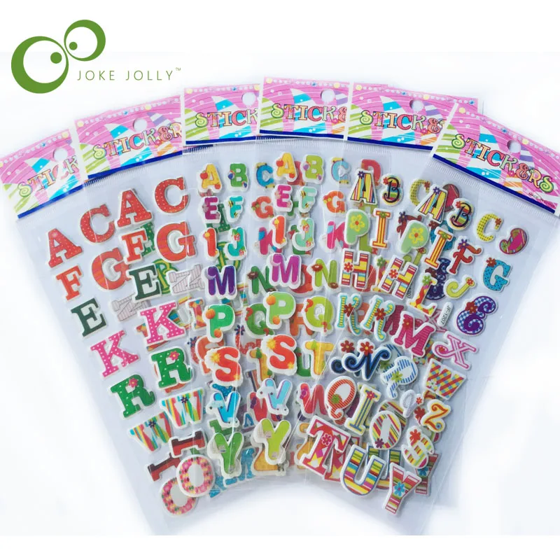 20 листов/партия мультфильм алфавит объемные наклейки, милые детские игрушки 3D буквы объемные наклейки, головоломки наклейки на морскую тематику LYQ