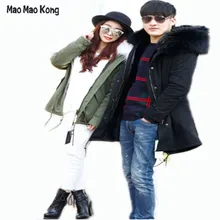 Повседневная модная длинная куртка с мехом енота в итальянском стиле, армейский зеленый темно-синий черный мех, меховая парка на подкладке