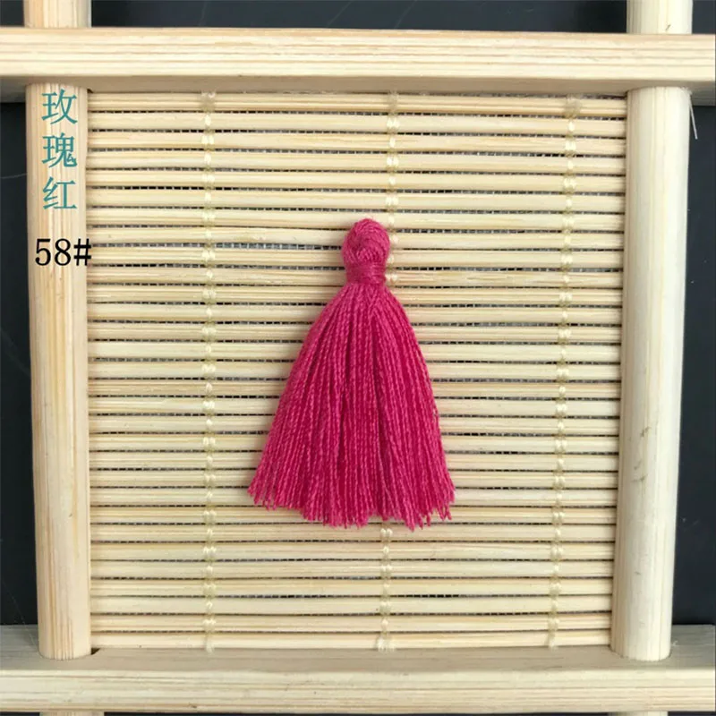 100PCS 3CM Mini Cotton Thread Fabric Tassel DIY Pendant Jewelry Key Making Fringe Trim Craft Tassels Sewing Accessories - Цвет: 58