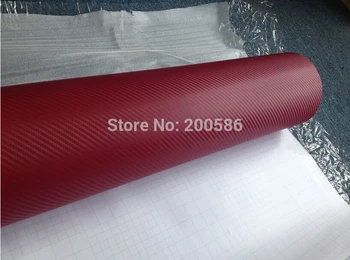 

Wine Red 3D Carbon Fibre Vinyl Wrap Sticker for Car With Air Free Bubble Free ship Size 1.52*30m/Roll