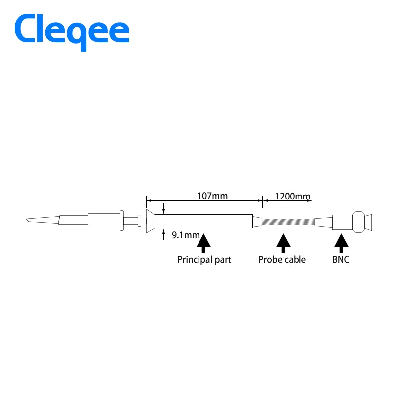 Cleqee P7100 1 шт. Oscillo щуп для осциллографа 100 МГц BNC защитный Кепки щуп для осциллографа X1/X10 DC-100MHz