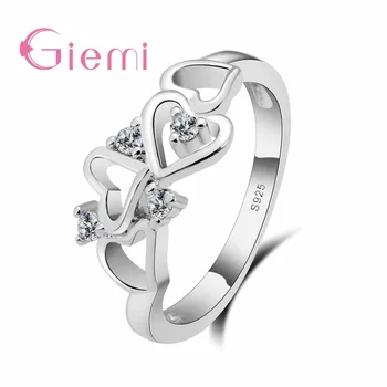 

Best Gift for Girlfriend Top-Grade 925 Sterling Silver Jewelry Love Heart Hollow Rings Jewelry Accessory Female Anillos