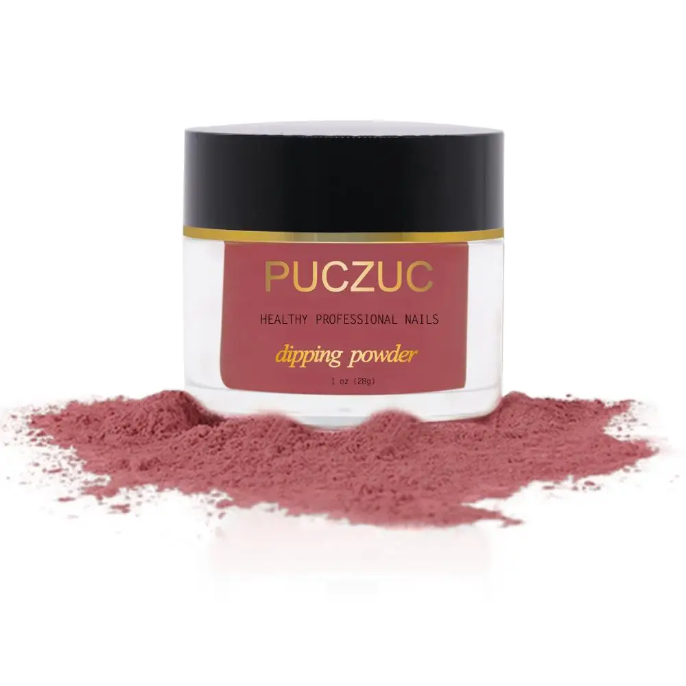 PUCZUC 1 OZ Full Set Dipping Powder Base Top Coat Kits DIY Dip Nail Powder Manicure Set Brush Saver Powder - Цвет: P007-1OZ