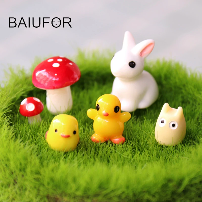 Baiufor 4 Teile Los Mini Tiere Figuren Diy Fee Garten Miniatur