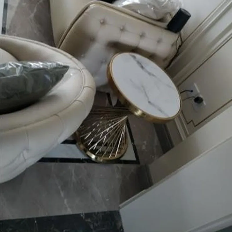 ديلوكس جولة الرخام نهاية الجدول لغرفة المعيشة جولة الفن طاولة جانبية الفولاذ طاولة قهوة فولاذية