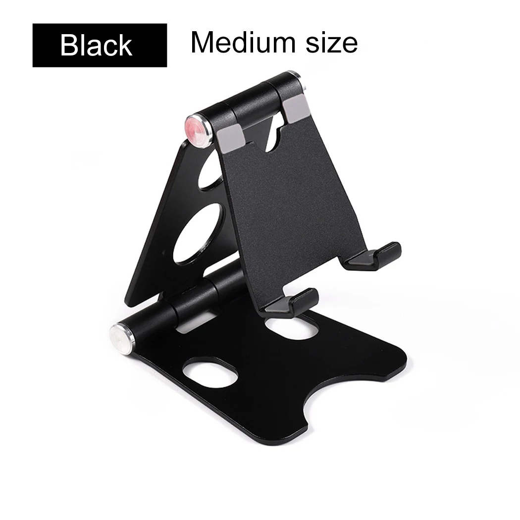 Medium size Black Подставка для планшета, подставка для телефона, складной держатель для телефона из алюминиевого сплава, металлический портативный кронштейн для телефона от 4 до 9,7 дюймов или планшета - Цвет: Medium size Black