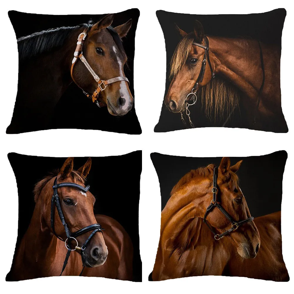 

1 pc Pillow cover Creative Pillow Fashion Cartoon Animal Horse Home Decor Cotton Linen Cushion For Sofa Pillow Case Cover
