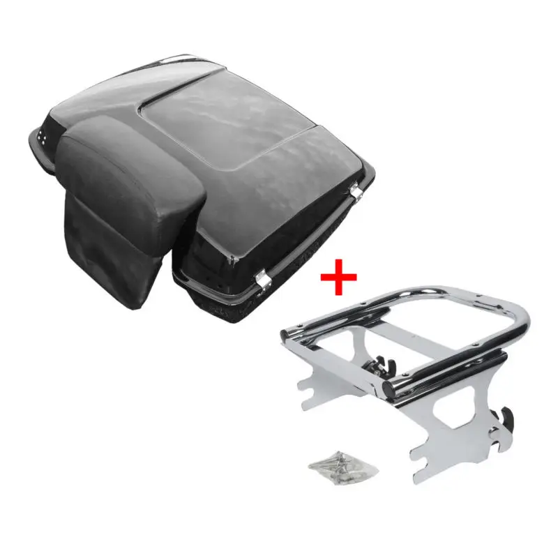 Motorcycle Chopped Tour Pak Pack Trunk Backrest & Mount Rack For Harley