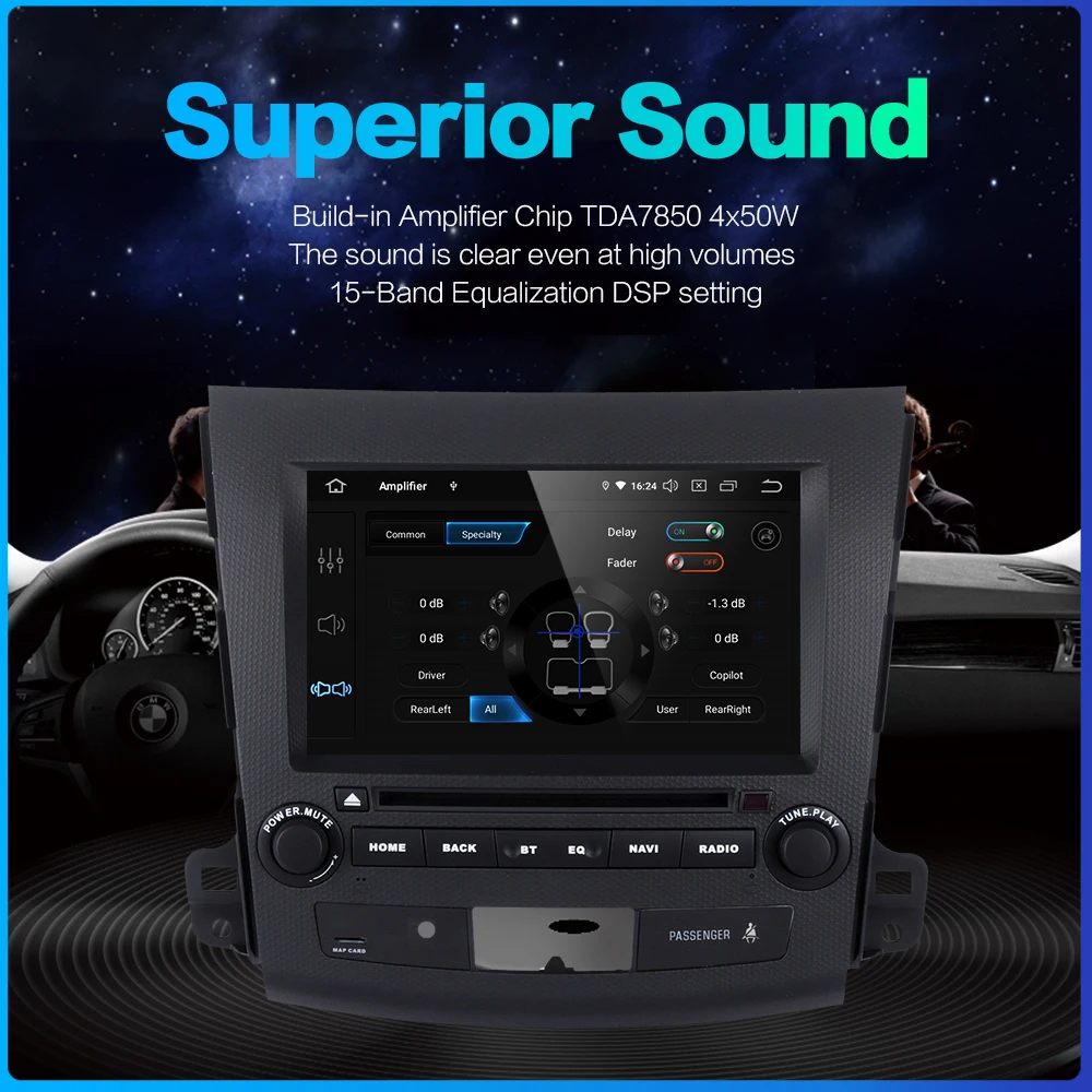 Автомобильный dvd плеер Buit in DSP на Android 9 0 дюймов сенсорный экран для Mitsubishi Outlander 2007