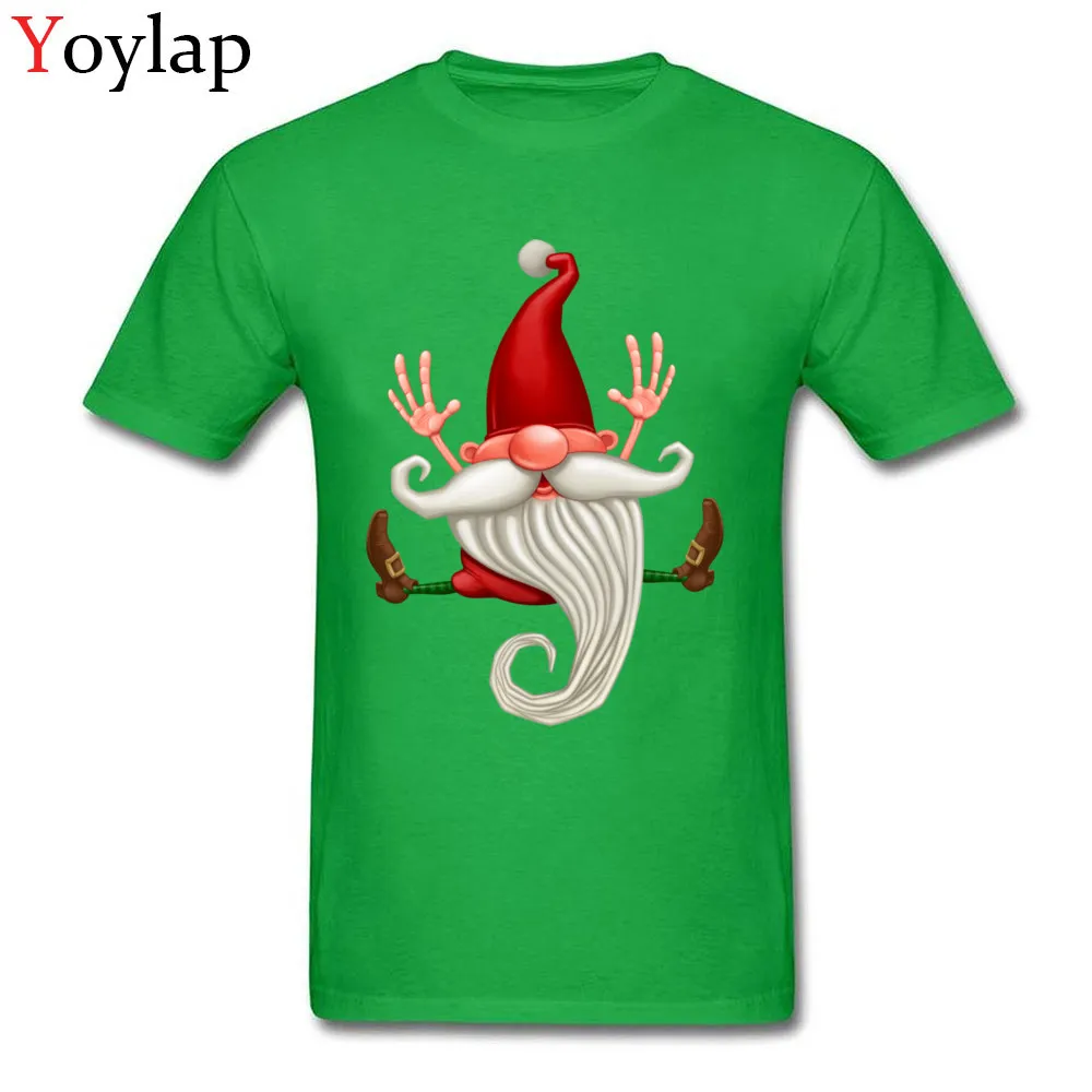 New Fashion Summer T-shirts Short Sleeve Pure Cotton Santa Claus jumping Round Neck Adult Tops Tees Funny Summer/Autumn Tee-Shirt green
