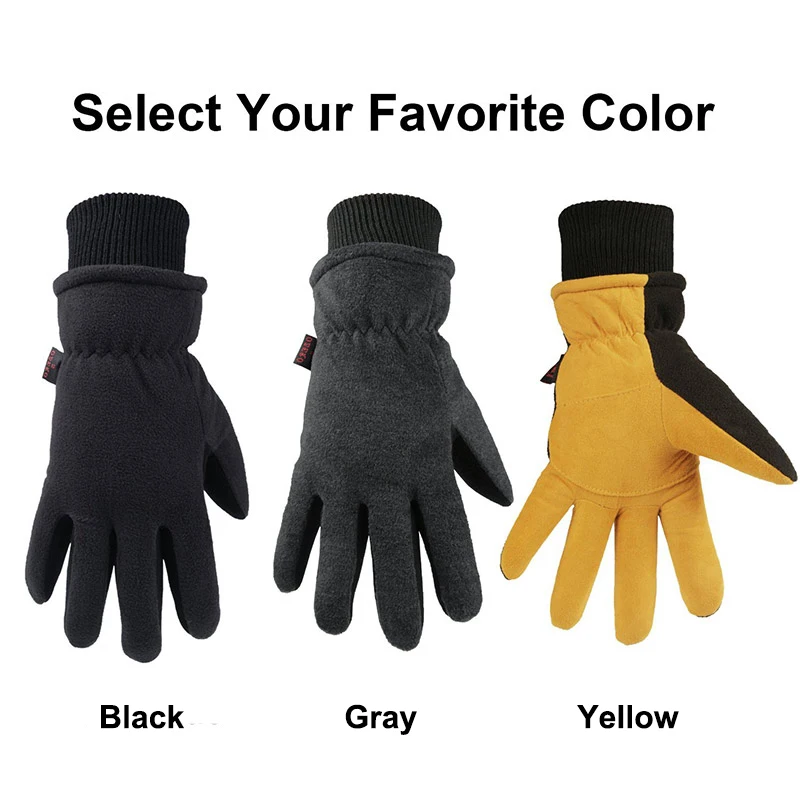  OZERO Winter Warm Men's Gloves Deerskin Work Driver Windproof TPU Security Protection Wear Safety Working For Men's Woman 9019