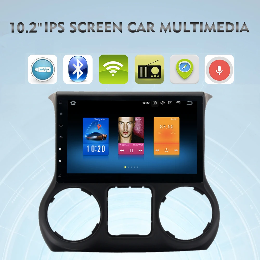 Автомобильный радиоприемник 2 5D IPS 10 дюйма GPS Android 9 0 Din для Jeep Wrangler 2011 2018 8 ядер